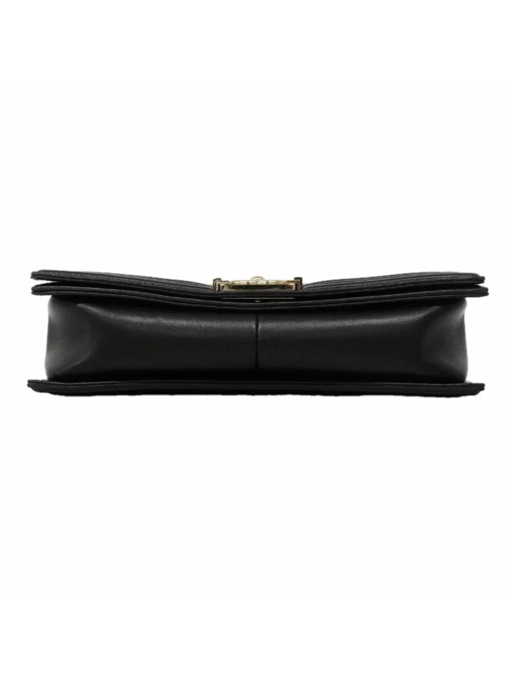 Chanel Shoulder Bag Boy Lambskin Black Champagne Gold